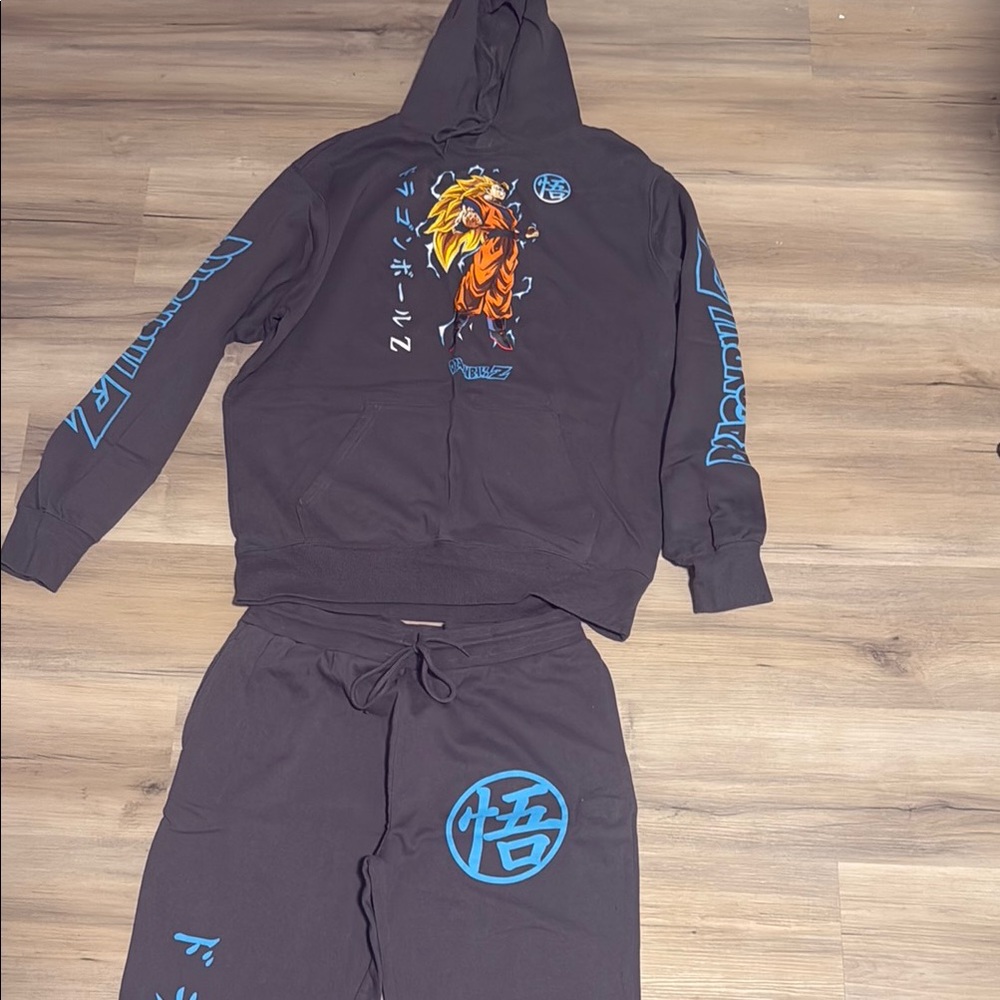 Gray hoodie and joggers set dragon ball Z